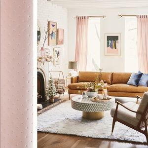 Anthropologie Velvet Louise Curtain Blush 63" X 50"